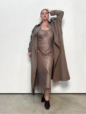 BAACAL soft drape trench in almond wool SAMPLE